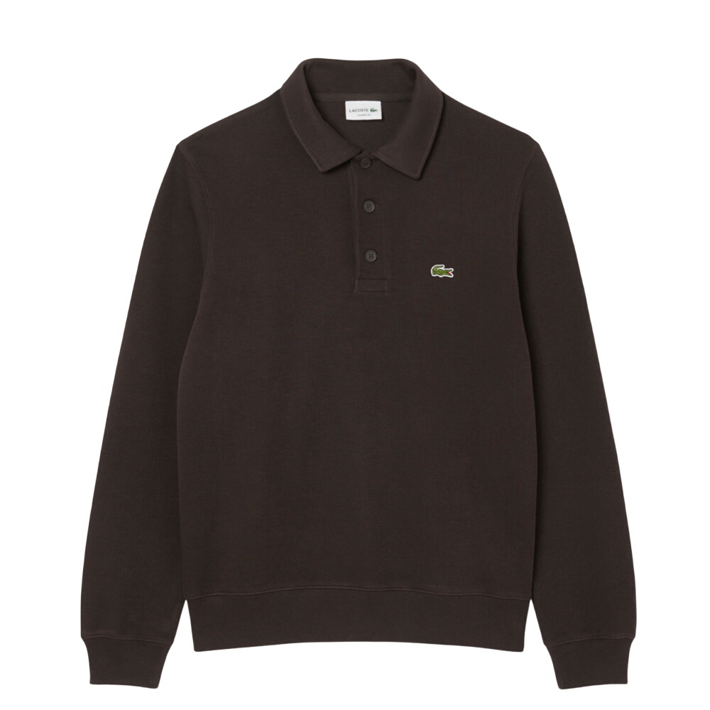 Lacoste Ribbed Cotton Polo Collar Sweatshirt